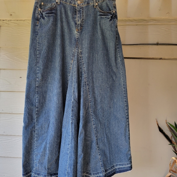 Unlisted Skirts Drama Gold Vintage Maxi Godet Denim Skirt Extralong Size 6 Poshmark